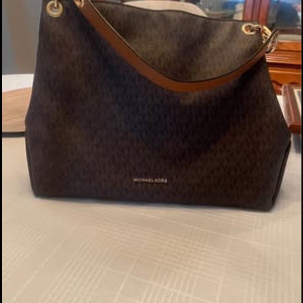 Michael Kors Dark Brown Shoulder Bag with Gold Accents
